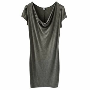 Three Dots Heather Grey Draped Neck Short Sleeve Dress Size Small